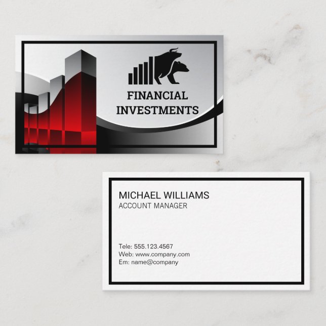 Tarjeta De Visita Logo de Financial Graph | Icono del mercado del os (Anverso / Reverso)