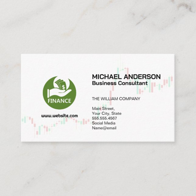 Tarjeta De Visita Logo de Financial Money | Gráfico de cotizaciones (Anverso)
