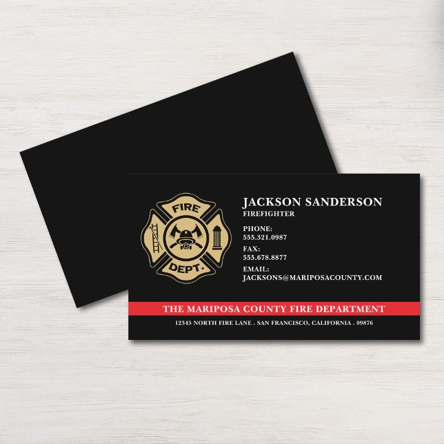Tarjeta De Visita Logo de Fireman del Departamento de Bomberos perso (Custom Firefighter Fire Department Fireman Logo Business Card)