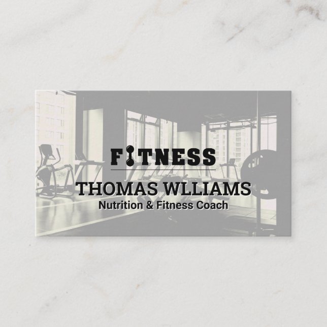 Tarjeta De Visita Logo de Fitness | Fondo de gimnasio | Entrenador p (Anverso)