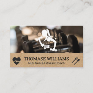 Tarjeta De Visita Logo de Fitness   Gimnasio y peso