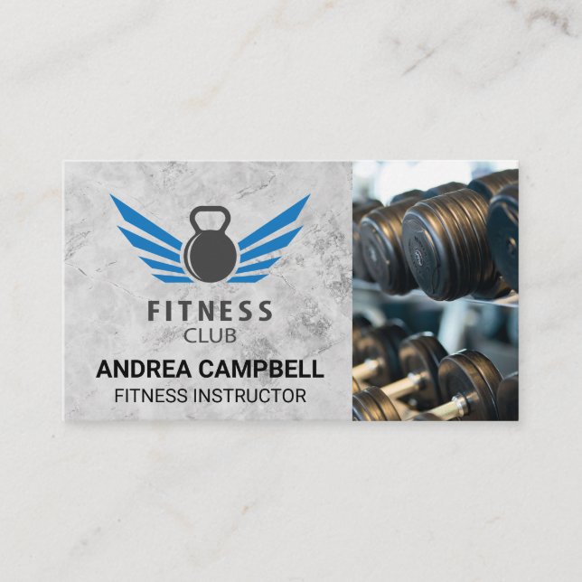 Tarjeta De Visita Logo de Fitness Kettle Bell | Pesos de gimnasia (Anverso)