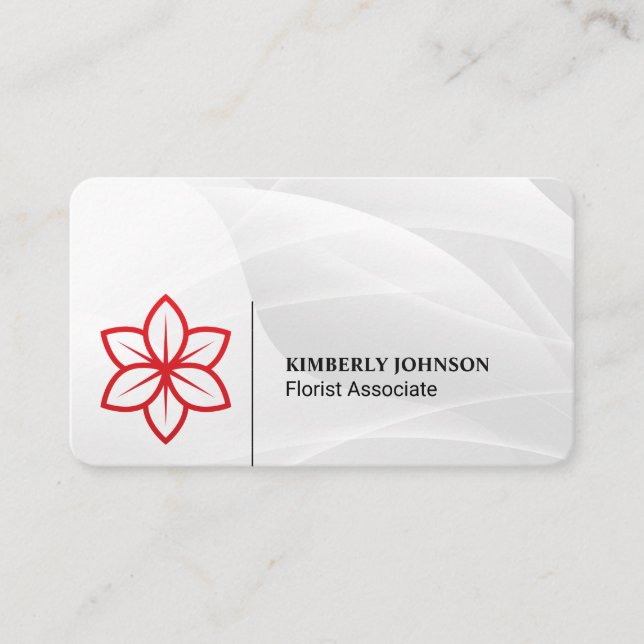 Tarjeta De Visita Logo de Flor Roja Estilizada (Anverso)