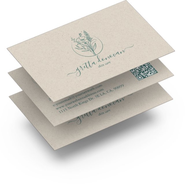 Tarjeta De Visita Logo de flores botánicas papel de artesanía beige  (Subido por el creador)