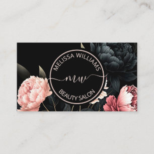 Tarjeta De Visita Logo de Flores Rosa Rubor