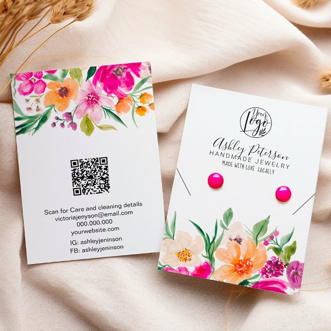 Tarjeta De Visita Logo de flores silvestres collar de joyas (Wild flowers logo jewelry earring necklace business card)