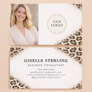 Tarjeta De Visita Logo de foto con estampado de leopardo guepardo pr