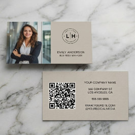 Tarjeta De Visita Logo de foto QR minimalista moderno