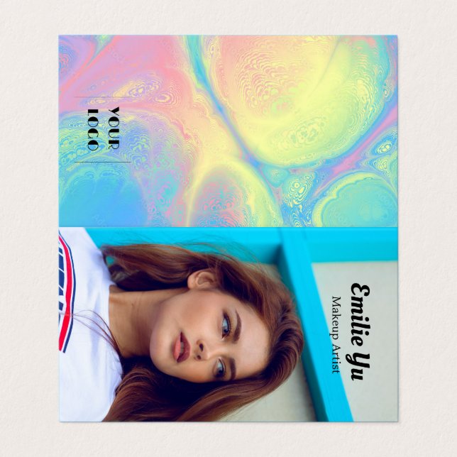 Tarjeta De Visita Logo de fotografía holográfica moderna Artista de  (Exterior desplegado)