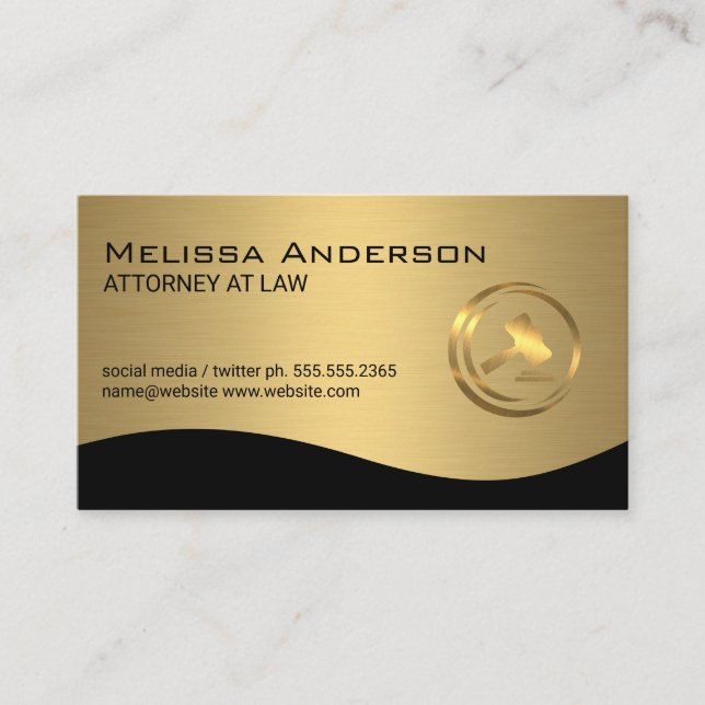 Tarjeta De Visita Logo de Gavel Gold Law | Abogado (Anverso)