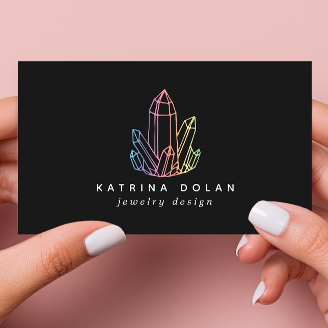 Tarjeta De Visita Logo de Gemstone Rainbow Quartz Crystal Jewelt (Subido por el creador)