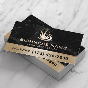 Tarjeta De Visita Logo de Gold Lawn Care Black Marble Landscaping