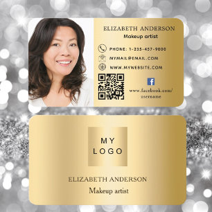 Tarjeta De Visita Logo de Gold personalizado foto código Qr medios s