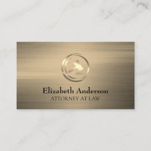 Tarjeta De Visita Logo de Golden Gavel   Fondo cepillado de oro