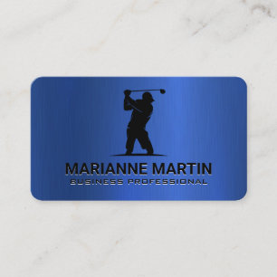 Tarjeta De Visita Logo de Golf   Atletas Deportivos   Metálico Azul