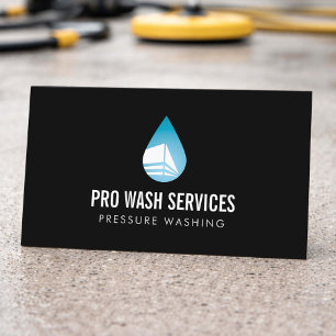 Tarjeta De Visita Logo de Gota de Agua para Limpieza a Presión Negro