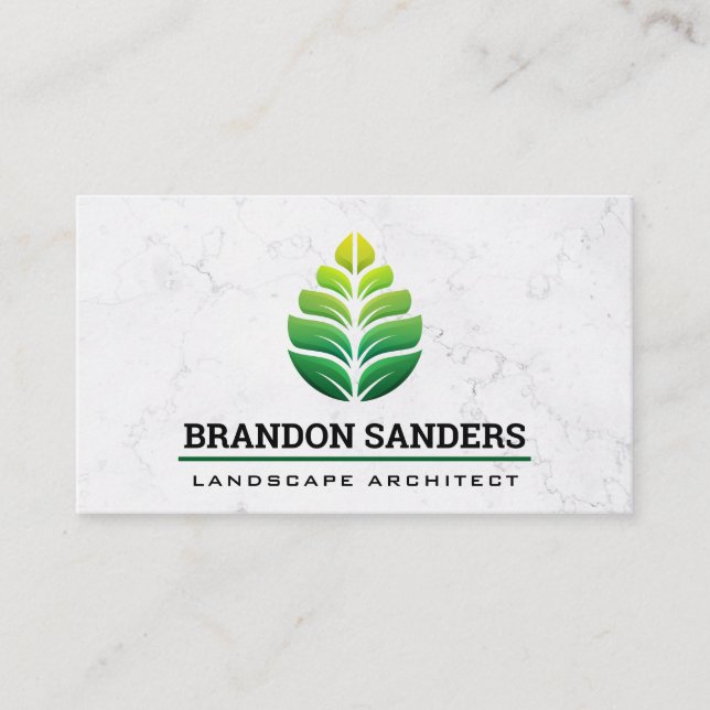 Tarjeta De Visita Logo de Green Leaf | Mármol (Anverso)