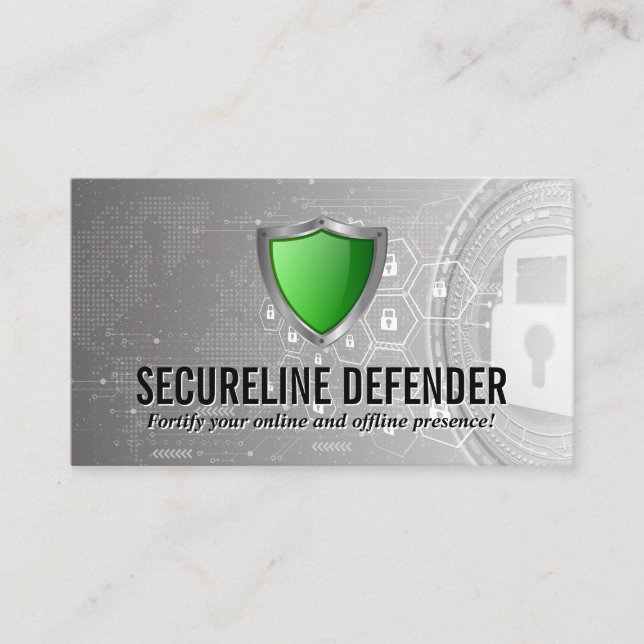 Tarjeta De Visita Logo de Green Shield Security | Fondo moderno (Anverso)