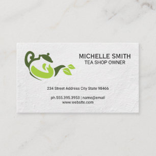 Tarjeta De Visita Logo de Green Tea Pot   Bebida caliente