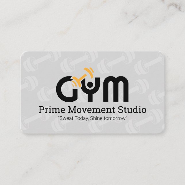 Tarjeta De Visita Logo de Gym Dumbbell | Salud (Anverso)