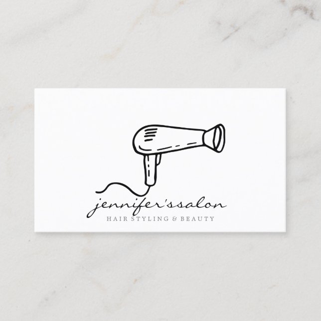 Tarjeta De Visita Logo de HairDresser estilo de salón de secador de  (Anverso)