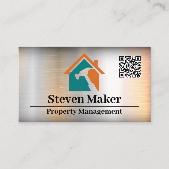 Tarjeta De Visita Logo de Hammer House | Repairman | Codificado QR (Anverso)