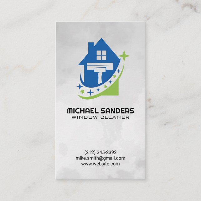 Tarjeta De Visita Logo de House Squeegee | Servicios de limpieza (Anverso)