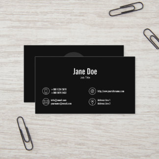 Tarjeta De Visita Logo de iconos clásicos del Negocio negro