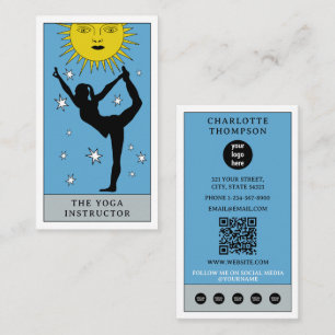 Tarjeta De Visita Logo de instructor de yoga y sanador con tarot cel