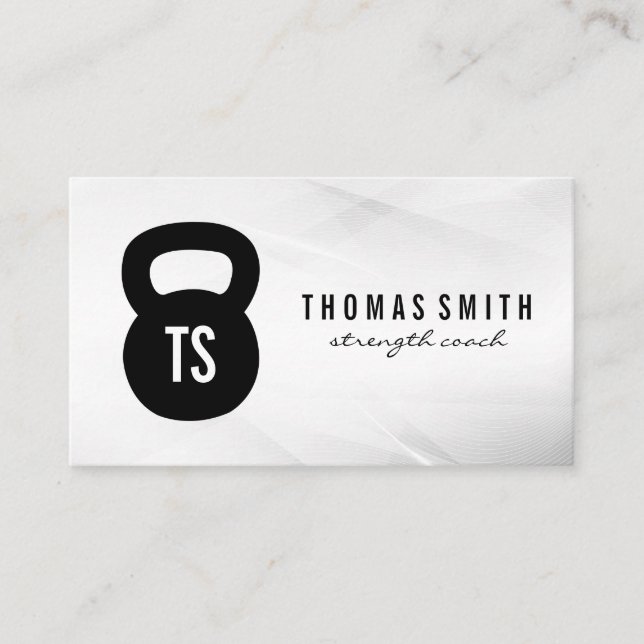 Tarjeta De Visita Logo de Kettle Bell | Monograma (Anverso)