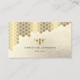 Tarjeta De Visita logo de la abeja de Relieve metalizado de honeycom