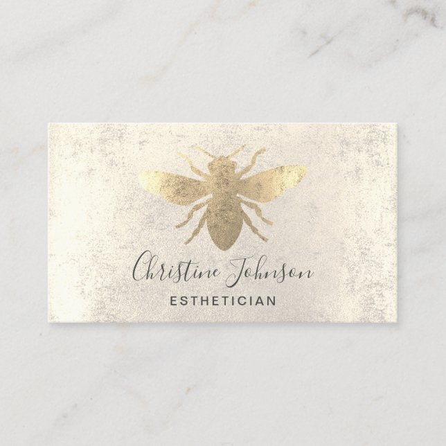 Tarjeta De Visita Logo de la abeja de Relieve metalizado dorado FAUX (Anverso)