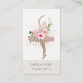 Tarjeta De Visita Logo de la Academia de Baile de Baile Floral Rosa 