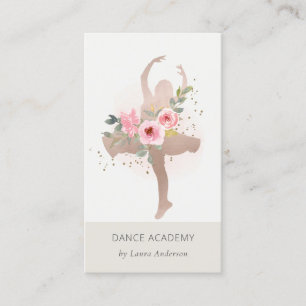 Tarjeta De Visita Logo de la Academia de Baile de Baile Floral Rosa