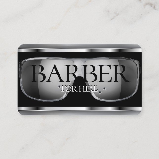 Tarjeta De Visita Logo de la Barbería / barbero de alquiler (Anverso)