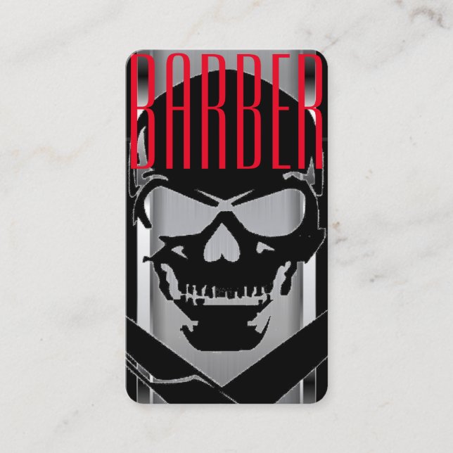 Tarjeta De Visita Logo de la Barbería/cráneo (Anverso)