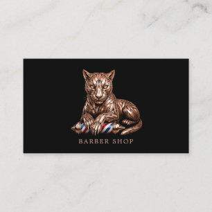 Tarjeta De Visita Logo de la Barbería Profesional Rose Gold Panther