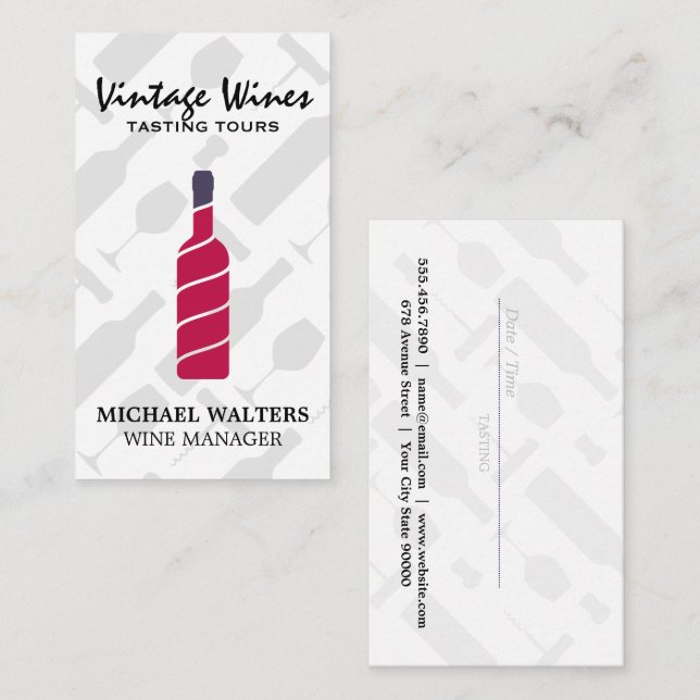 Tarjeta De Visita Logo de la botella de vino | Bodega (Anverso / Reverso)