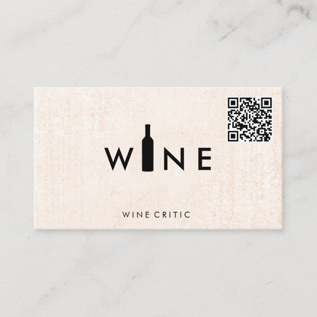 Tarjeta De Visita Logo de la botella de vino | Código QR (Anverso)