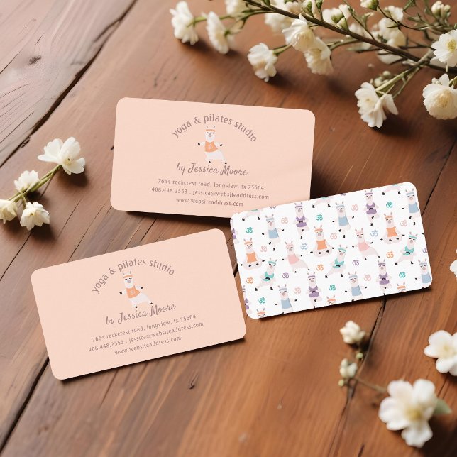 Tarjeta De Visita Logo de la Compañía de Yoga Llamas y Pilates Fitne (Yoga Llamas & Pilates Fitness Studio Company Logo Business Card)