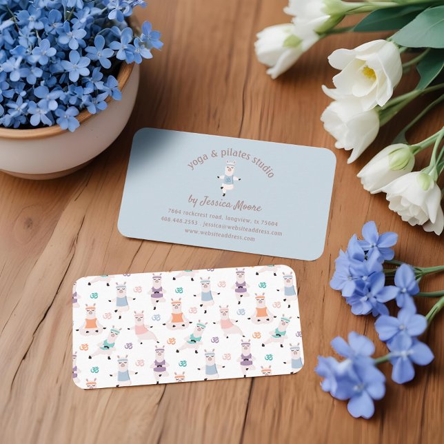 Tarjeta De Visita Logo de la Compañía de Yoga Llamas y Pilates Fitne (Yoga Llamas & Pilates Fitness Studio Company Logo Business Card)