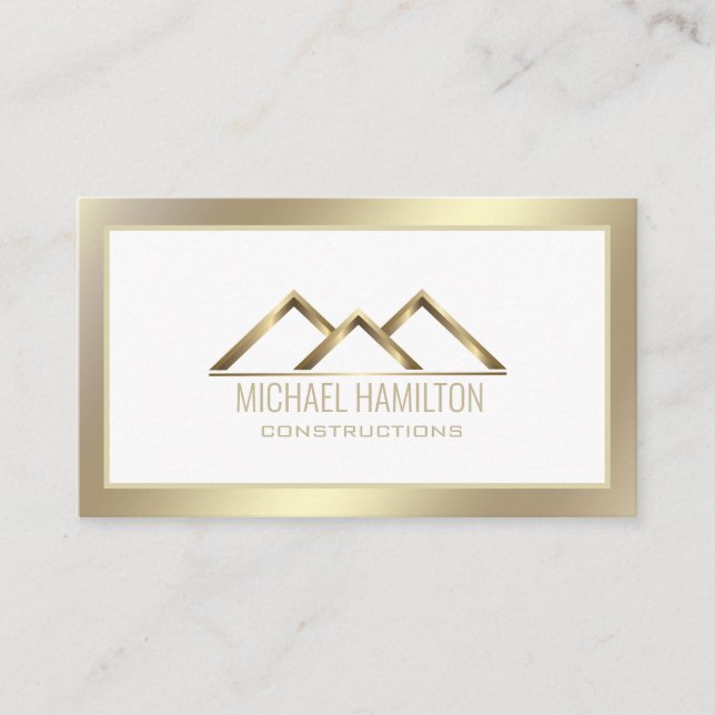 Tarjeta De Visita Logo de la construcción inmobiliaria simple profes (Anverso)