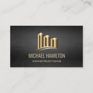 Tarjeta De Visita Logo de la construcción inmobiliaria simple profes