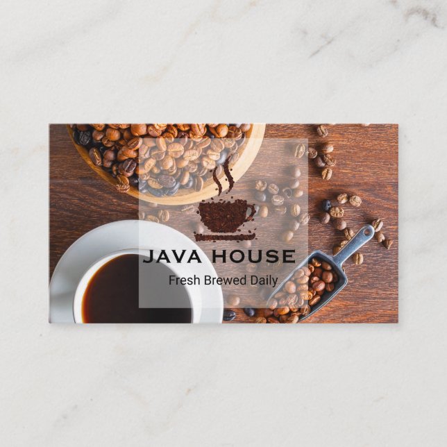Tarjeta De Visita Logo de la Copa de Judías de Café | Barista (Anverso)