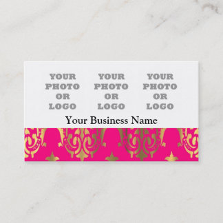 Tarjeta De Visita Logo de la empresa de damascos rosa y dorado brill