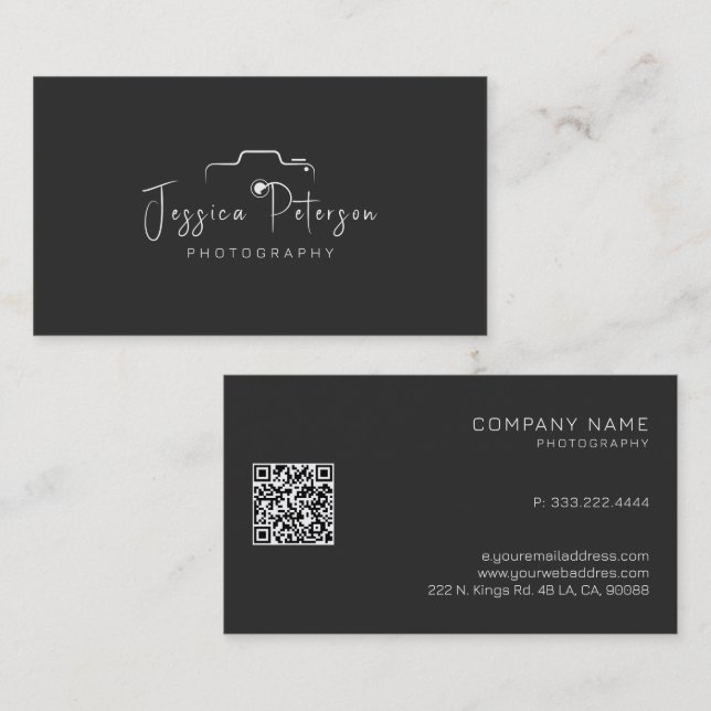 Tarjeta De Visita Logo de la fotografía blanca personalizado tipogra (Anverso / Reverso)