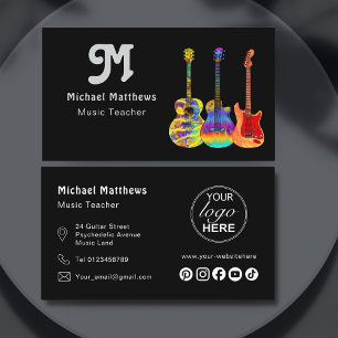 Tarjeta De Visita Logo de la guitarra musical y Personalizado de med