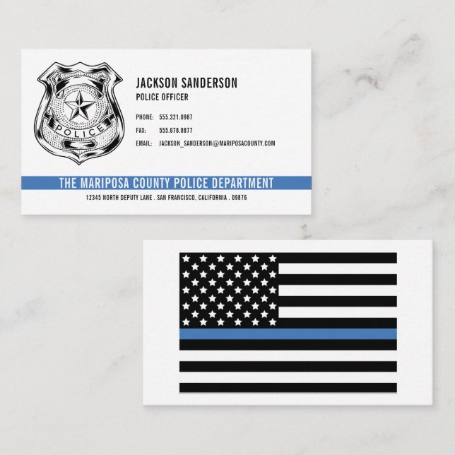 Tarjeta De Visita Logo de la Línea Azul delgada del Departamento de  (Anverso / Reverso)