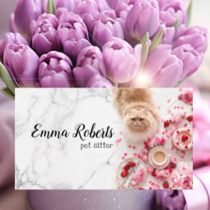 Tarjeta De Visita Logo de la línea del perro del gato Petsitter Petw