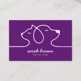 Tarjeta De Visita Logo de la línea púrpura gato perro mascota